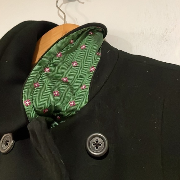 J.Crew Women’s black pea coat with Peter Pan collar Sz 4 soft wool w/satin lined - Picture 4 of 7